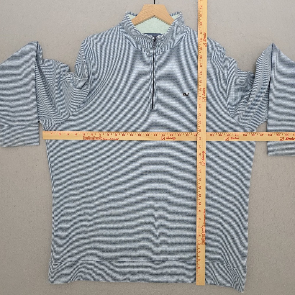 Vineyard Vines Pullover Mens 2XL Blue Stripe 1/4 Zip Saltwater Mock Neck - Picture 9 of 12
